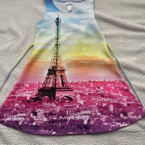 Justice Blue and Yellow Dress with Eiffel Tower Design